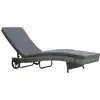 Image de vidaXL Chaise longue avec roues et coussin Résine tressée Anthracite