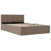 Image de vidaXL Cadre de Lit à Stockage Hydraulique Lit Rembourré Lit Double Lit Adulte Lit Coffre Chambre à Coucher Maison Intérieur Taupe Tissu 120x200 cm