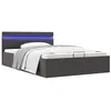 Image de vidaXL Cadre de Lit à Stockage Hydraulique avec LED Lit Rembourré Lit Double Lit Adulte Lit Coffre Chambre à Coucher Maison Intérieur Gris Foncé Tissu 120x200 cm