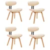 Image de vidaXL 4X Bois Courbé Chaises de Salle à Manger Chaises à Dîner Chaises de Repas Chaises de Cuisine Siège de Salon Chaises de Salon Maison Intérieur Crème Similicuir