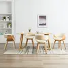Image de vidaXL Chaises à manger lot de 4 crème bois courbé et similicuir