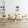 Image de vidaXL Chaises à manger lot de 6 crème bois courbé et similicuir