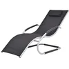 Image de vidaXL Chaise Longue avec Oreiller Aluminium et textilène Noir