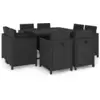 Image de vidaXL Ensemble à manger d'extérieur 9pcs coussins résine tressée noir