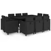 Image de vidaXL Ensemble à manger d'extérieur 11 pcs coussins poly rotin noir