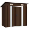 Image de vidaXL Abri de Stockage pour Jardin Cabane à Outils Remise de Jardin Maison de Stockage Hangar de Rangement Arrière-Cour Extérieur Marron 194x121x181 cm Acier
