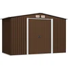 Image de vidaXL Abri de Stockage pour Jardin Cabane à Outils Remise de Jardin Maison de Stockage Hangar de Rangement Arrière-Cour Extérieur Marron 257x205x178 cm Acier