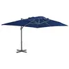 Image de Parasol de jardin en porte à faux et mât en aluminium bleu azur