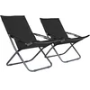 Image de Chaises pliables de plage lot de 2 Tissu Noir