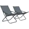 Image de vidaXL Chaises pliables de plage lot de 2 Tissu Gris