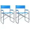 Image de vidaXL 2X Chaises de Metteur en Scène Chaise Pliable Siège de Jardin Siège de Camping Plage Extérieur Terrain de Sport Robuste Acier Bleu