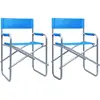 Image de vidaXL Chaises de metteur en scène lot de 2 Acier Bleu
