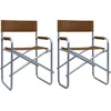 Image de vidaXL 2X Chaises de Metteur en Scène Chaise Pliable Siège de Jardin Siège de Camping Plage Extérieur Terrain de Sport Acier Marron
