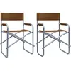 Image de vidaXL Chaises de metteur en scène lot de 2 Acier Marron