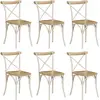 Image de vidaXL Chaises à dossier croisé lot de 6 blanc bois de manguier massif