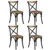 Image de Chaises à dossier croisé lot de 4 noir bois de manguier massif
