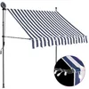 Image de Auvent manuel rétractable avec LED 100 cm Bleu et blanc