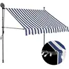 Image de vidaXL Auvent manuel rétractable avec LED 150 cm Bleu et blanc