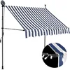 Image de vidaXL Auvent Manuel Rétractable avec LED Store de Terrasse Auvent de Jardin Auvent de Balcon Extérieur Ombrage des Fenêtres 200 cm Bleu et Blanc