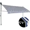 Image de vidaXL Auvent manuel rétractable avec LED 350 cm Bleu et blanc