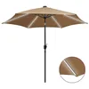 Image de Parasol de jardin avec lumières LED et mât en aluminium taupe