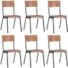 Image de vidaXL Chaises à manger lot de 6 marron Contreplaqué