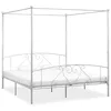 Image de Cadre de lit à baldaquin sans matelas blanc métal 200x200 cm