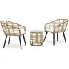 Image de vidaXL Ensemble de bistro 3 pcs Résine tressée Chêne