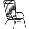 Image de vidaXL Chaise de jardin Résine tressée Noir