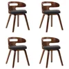 Image de vidaXL 4X Bois Courbé Chaises à Dîner Chaises de Salle à Manger Chaises de Repas Chaises de Cuisine Chaises de Salon Maison Bureau Gris Foncé Tissu