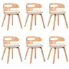 Image de vidaXL 6X Bois Courbé Chaises à Dîner Chaises de Salle à Manger Chaises de Cuisine Chaises de Repas Chaises de Salon Maison Bureau Crème Similicuir