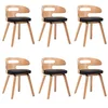 Image de vidaXL 6X Bois Courbé Chaises à Dîner Chaises de Salle à Manger Chaises de Repas Chaises de Cuisine Chaises de Salon Maison Bureau Noir Similicuir