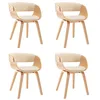 Image de vidaXL 4X Bois Courbé Chaises à Dîner Chaises de Repas Chaises de Salle à Manger Chaises de Salon Chaises de Cuisine Maison Crème Similicuir