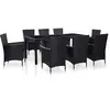 Image de vidaXL Ensemble à dîner d'extérieur 9 pcs Résine tressée Noir