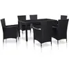 Image de vidaXL Ensemble à manger d'extérieur 7 pcs Résine tressée Noir