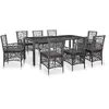 Image de vidaXL Ensemble à manger d'extérieur 9 pcs Résine tressée Gris