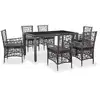 Image de vidaXL Ensemble à manger d'extérieur 7 pcs Résine tressée Gris
