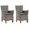 Image de vidaXL 2X Chaises de Jardin avec Coussins Chaises de Terrasse Chaises de Patio Chaises d'Extérieur Sièges d'Extérieur Résine Tressée Gris
