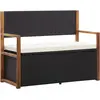 Image de vidaXL Banc de jardin 115 cm Résine tressée et bois d'acacia Noir