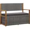 Image de vidaXL Banc de rangement 115 cm Résine tressée et bois d'acacia Gris