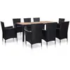 Image de vidaXL Ensemble à manger d'extérieur 9pcs coussins résine tressée noir