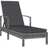 Image de vidaXL Chaise longue avec accoudoirs Résine tressée Gris