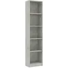 Image de vidaXL Bibliothèque à 5 Niveaux, Meuble de Rangement avec Compartiment, Armoire à Livres Salon Salle de Séjour Intérieur, Moderne, Gris Béton Bois d’Ingénierie
