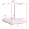 Image de vidaXL Cadre de lit à baldaquin sans matelas rose métal 140x200 cm