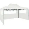Image de Tente pliable de réception avec 3 parois 3 x 4,5 m Blanc