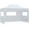 Image de vidaXL Tente pliable de réception avec 3 parois 291x413x315 cm Blanc