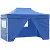 Image de vidaXL Tente de réception pliable avec 4 parois 3x4 m Acier Bleu