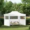 Image de vidaXL Tente de réception pliable avec 3 parois 280x410x315 cm Acier Blanc