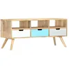 Image de vidaXL Meuble TV Armoire Basse avec 4 Tiroirs et 2 Compartiments Meuble Multimédia Salle de Séjour Salon Maison 110x35x48 cm Bois de Manguier Massif