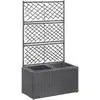 Image de vidaXL Lit surélevé treillis 2 pots 58x30x107 cm Résine tressée Marron